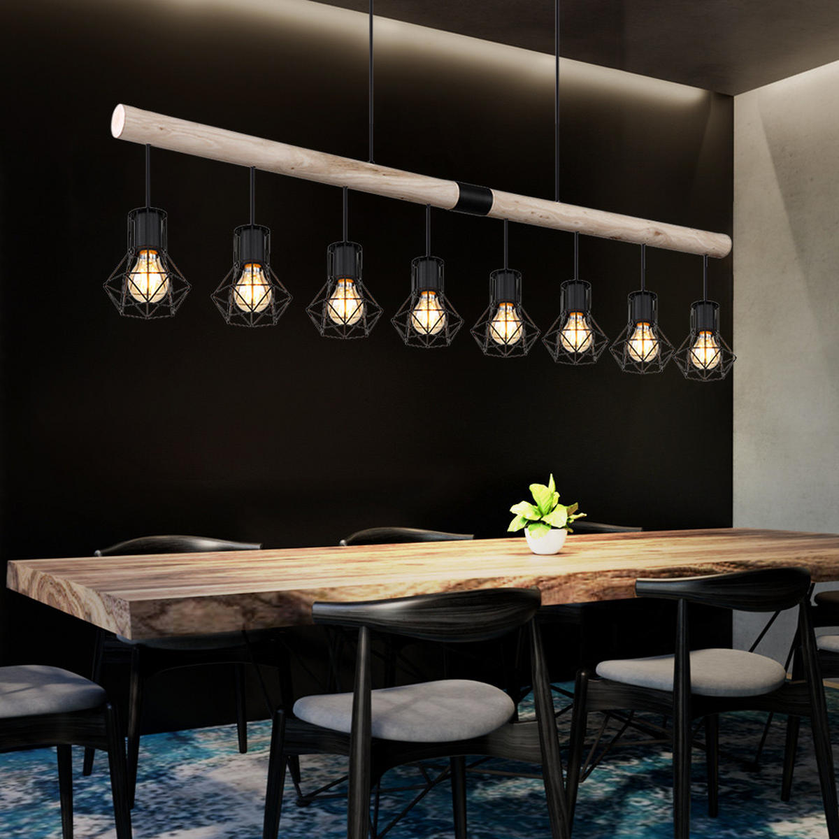 HÄNGELEUCHTE Holz Braun Metall - Braun, Holz (140/13.3/120cm) - Globo Lighting