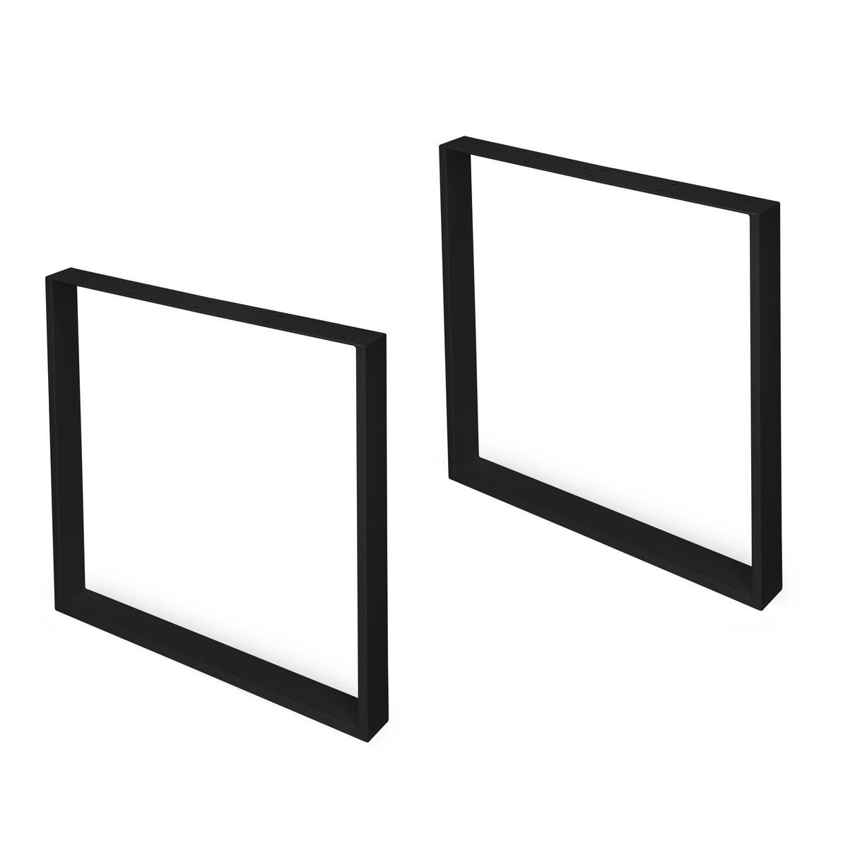 TISCHBEINE rechteckig Square, Breite 800mm, Stahl, Schwarzer lackiert - Schwarz, Metall (84/21/76cm) - EMUCA