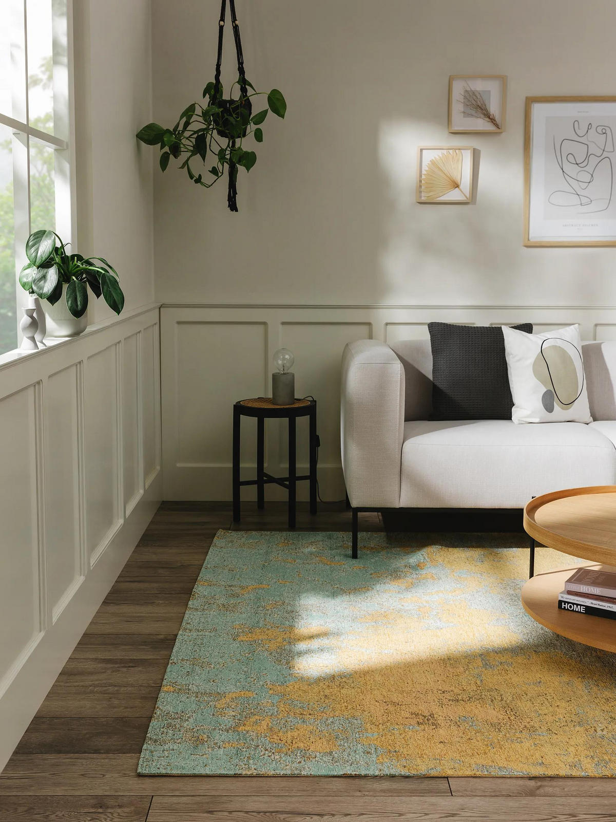 RAVNA tkana preproga Frencie bež/modra 200x285 cm - bež, umetna masa/tekstil (200/285cm) - benuta Nest