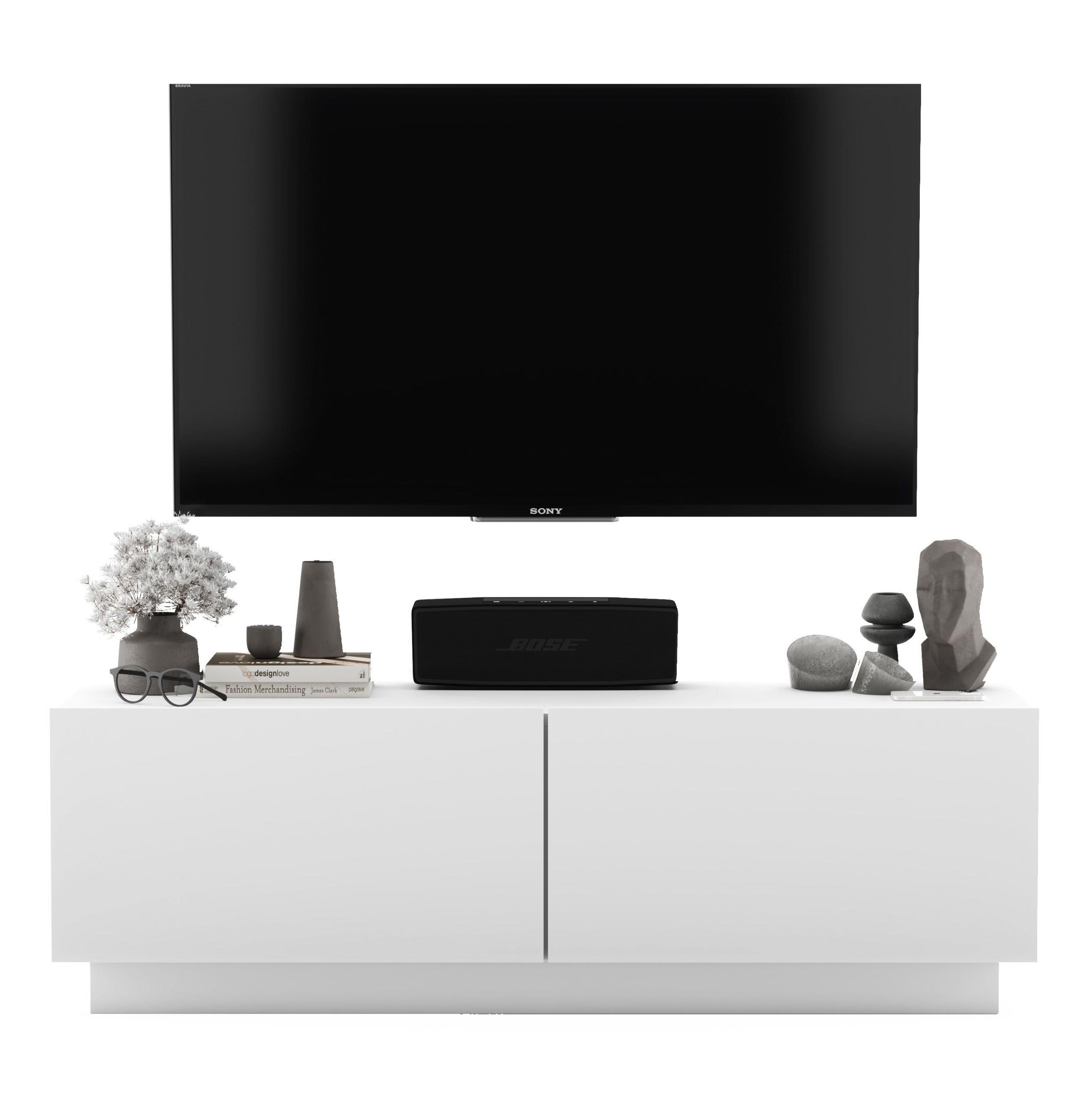 Meble Lindner TV stolek Enjoy Bílá mat 120 cm se soklem