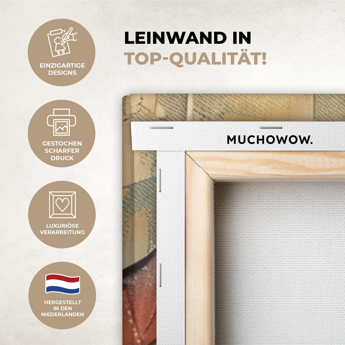 LEINWANDBILD Baum - Abstrakt - Natur - Kunst 90x140 cm - Goldfarben, Textil (90/140cm) - MuchoWow