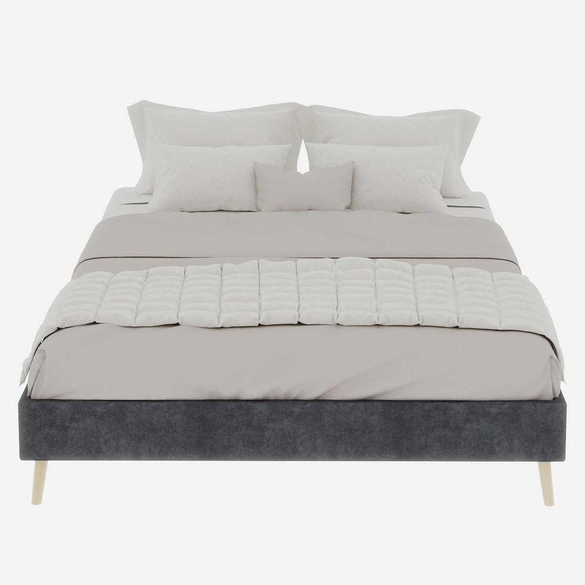 POLSTERBETT 140x200 cm Samt ohne Stauraum grau - Grau, Textil (140/200cm) - LEBENLANG