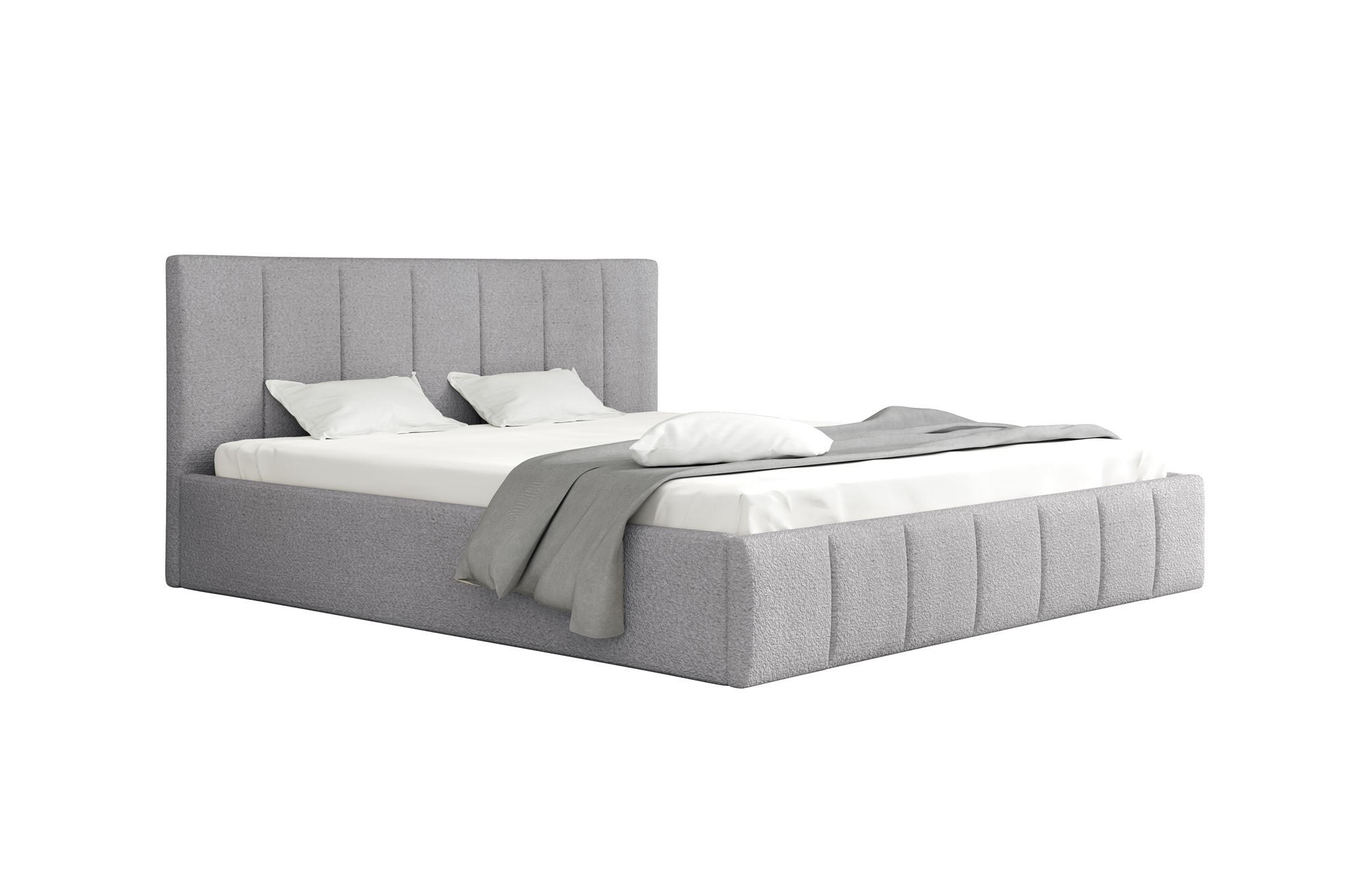 POLSTERBETT Detroit Komplettset - Silberfarben, Holzwerkstoff/Textil (120/200cm) - Fun Möbel