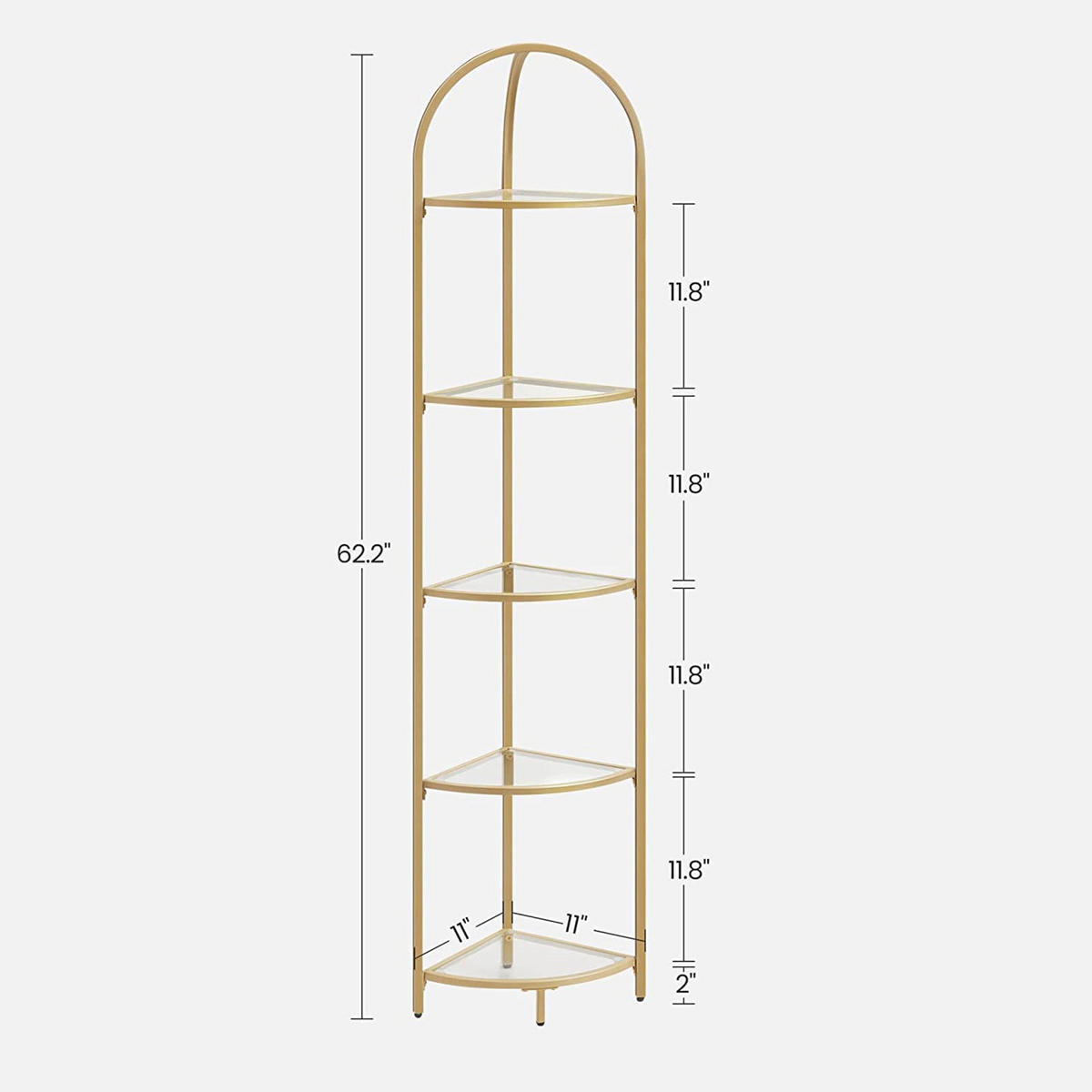 ECKREGAL - Goldfarben, Glas (28/158/28cm) - Hansiro