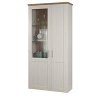 VITRINE Pinie weiß, Eiche Artisan 95 x 194 cm, Vitrinenschrank Landhaus-Stil - Silberfarben/Schwarz, Glas/Holzwerkstoff (95/195/38cm) - Top.Furn