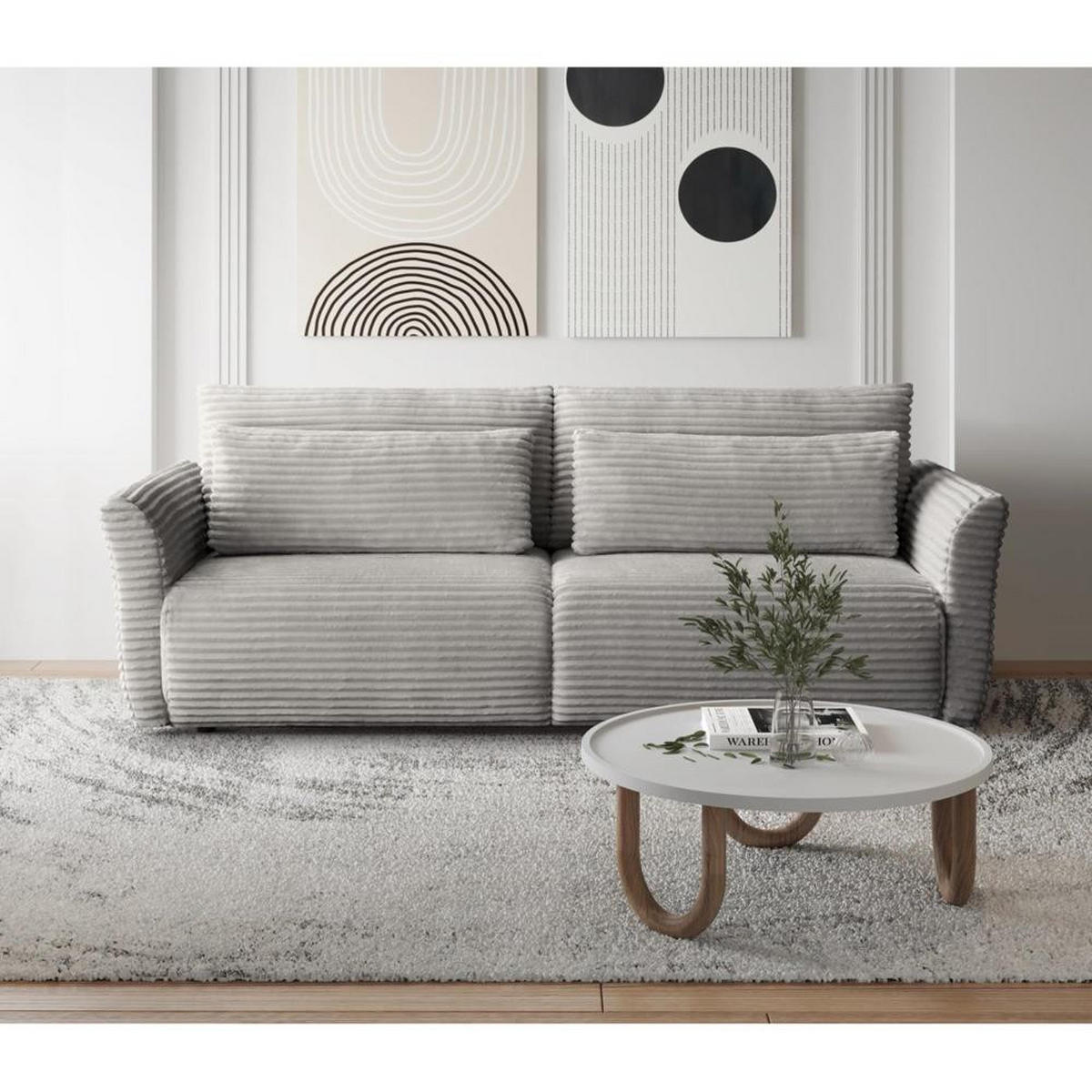 SCHLAFSOFA Samir 3-Sitzer cappuccino - Schwarz/Cappuccino, Kunststoff/Textil (240/92/108cm) - Beautysofa