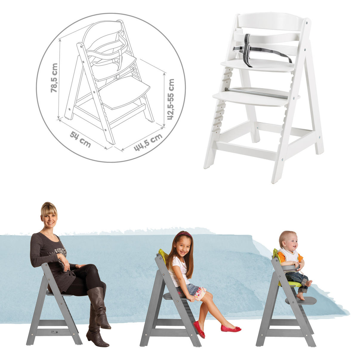 KINDERHOCHSTUHL - Sit Up CLICK - weiß - Weiß, Holzwerkstoff (44.5/80/54cm) - Roba