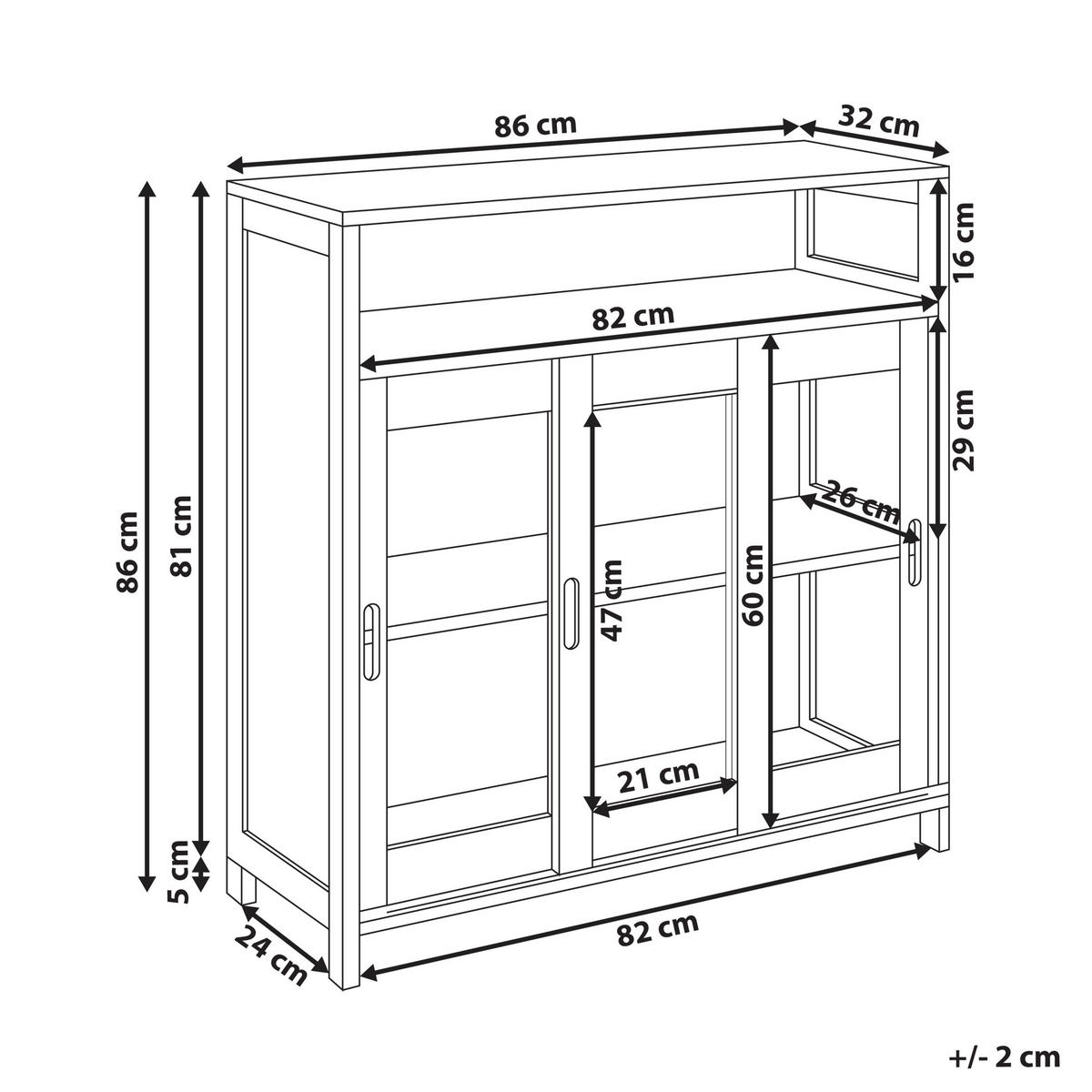 SIDEBOARD se skleněnými dveřmi 86 cm Bílý Crabtree - bílá, kompozitní dřevo (86/86/32cm) - Beliani