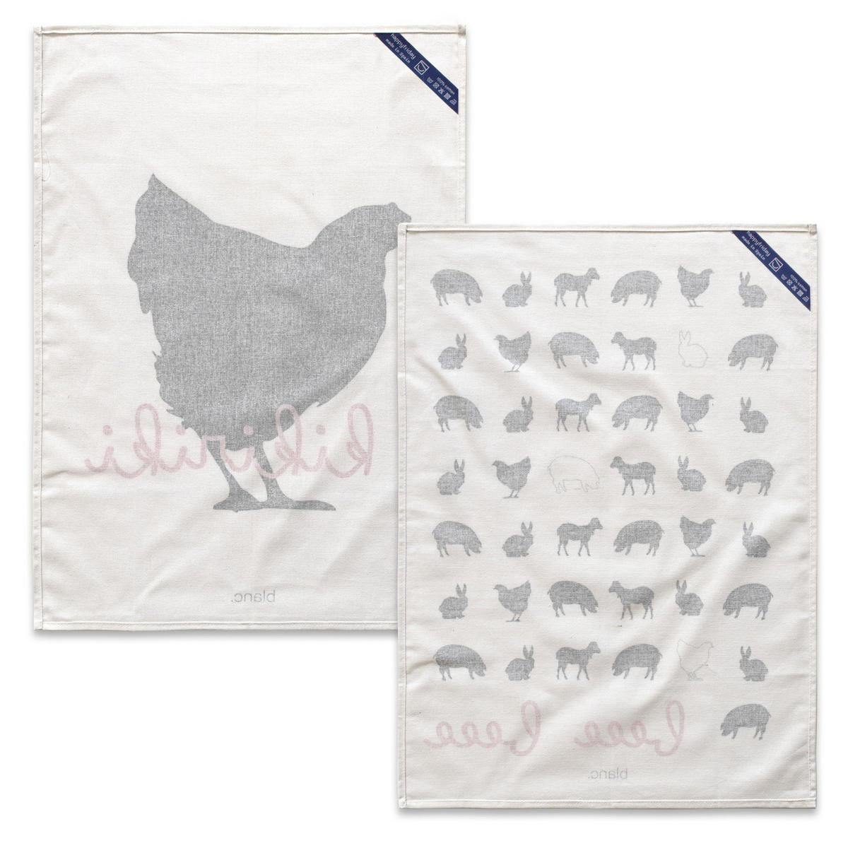 GESCHIRRTUCH (2 tlg) kikiriki 70x50 cm mehrfarbig - Multicolor, Textil (70/50cm) - Happy Friday