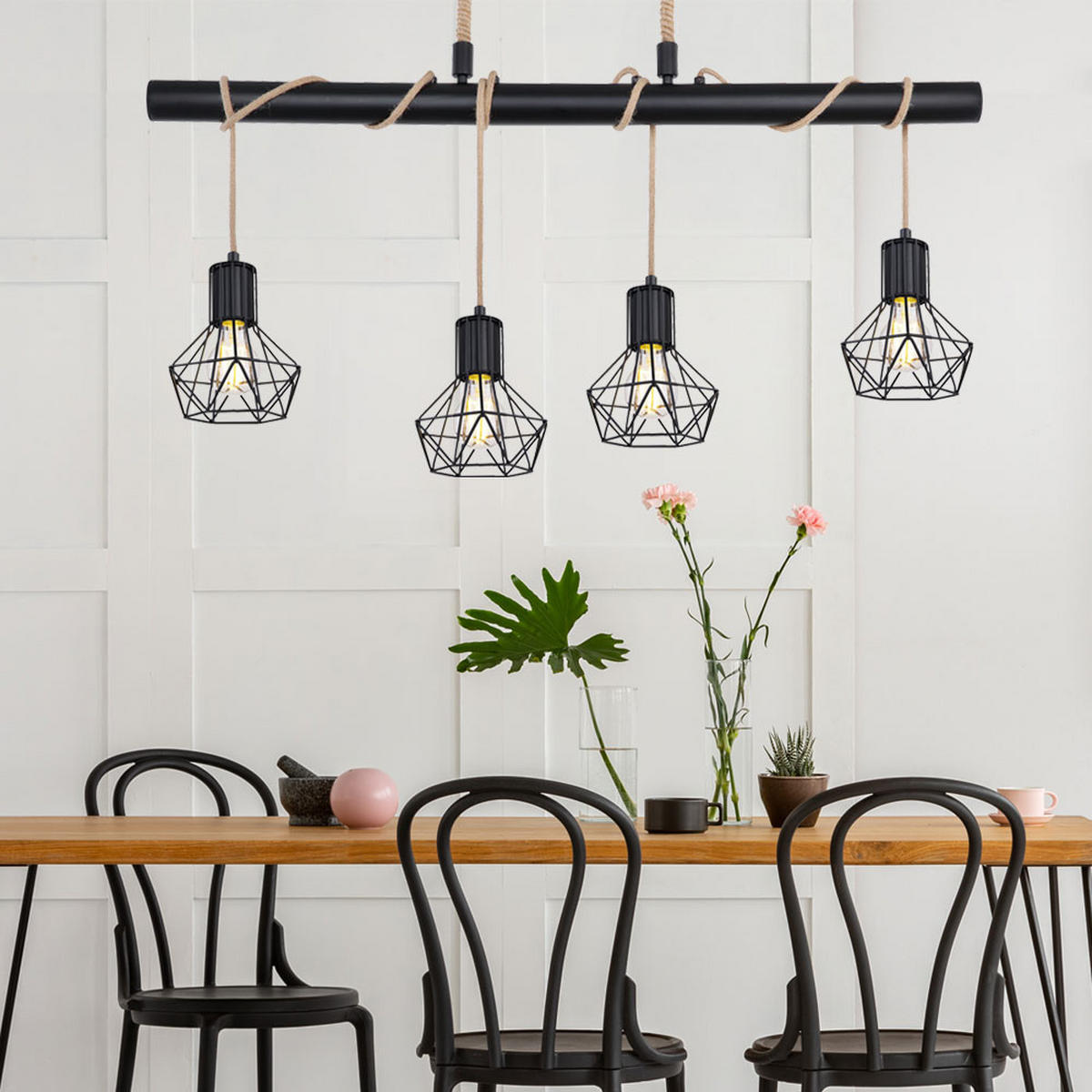 LED HÄNGELEUCHTE Priska Schwarz Metall - Schwarz, Metall (100/15/120cm)