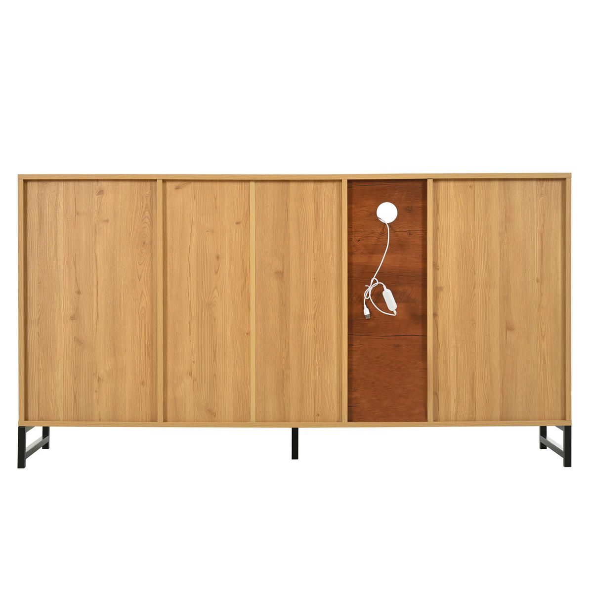 SIDEBOARD 160/40/85 cm aus Holzwerkstoff mit LED-Beleuchtung Natur/Schwarz - Naturfarben, Holzwerkstoff (160/85/40cm) - Modenvie