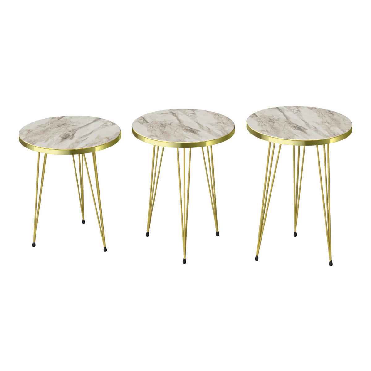 SATZTISCH Ry im 3er Set - Weiß, Metall (34/34/55cm) - [en.casa]