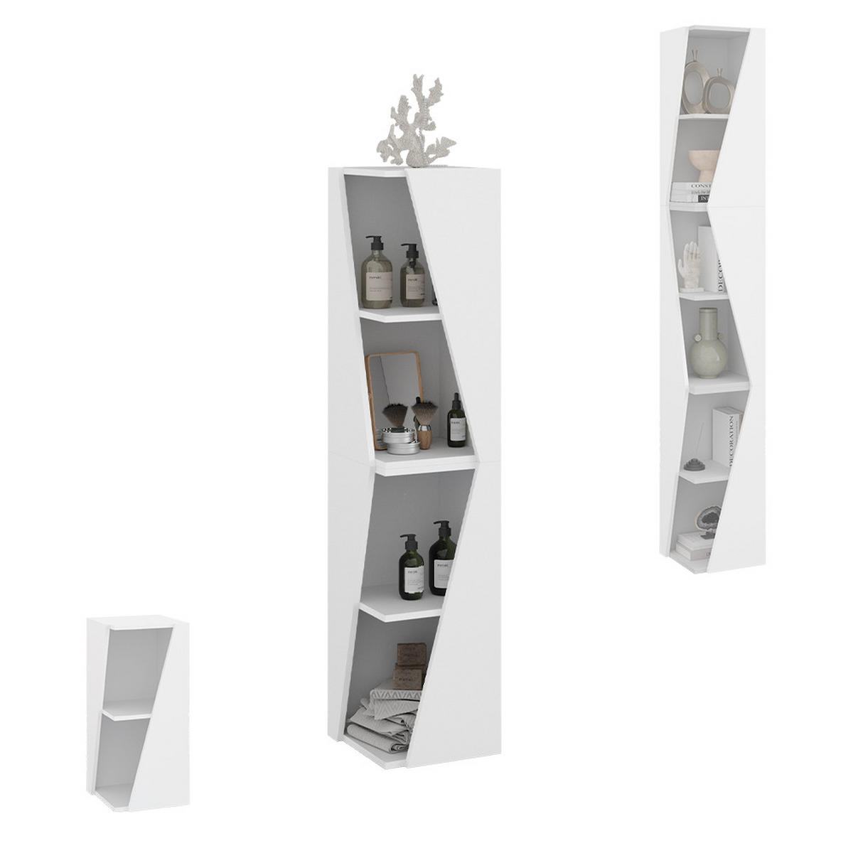 BADSCHRANK Benno Weiß 31.6 x 70.5 cm mit 3 Ablagen - Weiß, Holzwerkstoff (31.6/70.5/31.6cm) - Vicco