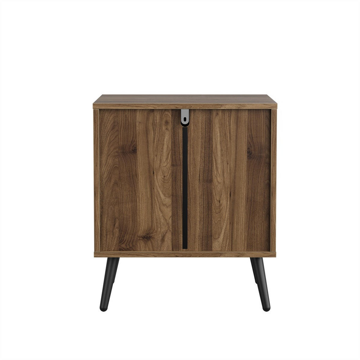 NACHTTISCH 45x40x53 cm mit 2 Schubladen und Metallbeinen - Schubladenfront mit Rillendesign - Walnuss - Walnussfarben, Holzwerkstoff (45/53/40cm) - DELFA