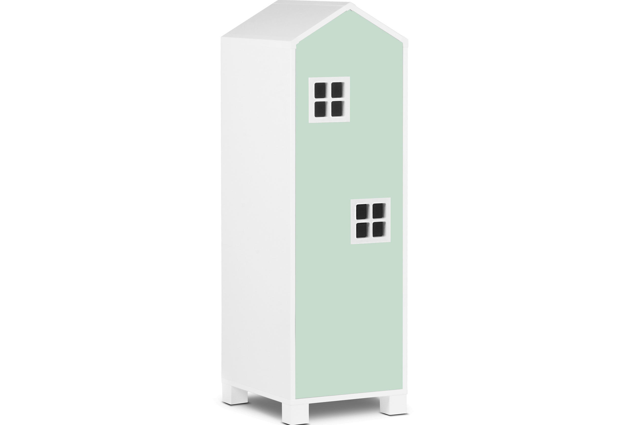 KINDERKLEIDERSCHRANK MIRUM mit 3 Einlegeböden und Türen, Weiß/Hellgrün - Weiß/Hellgrün, Holz (40/145/45cm) - KONSIMO®