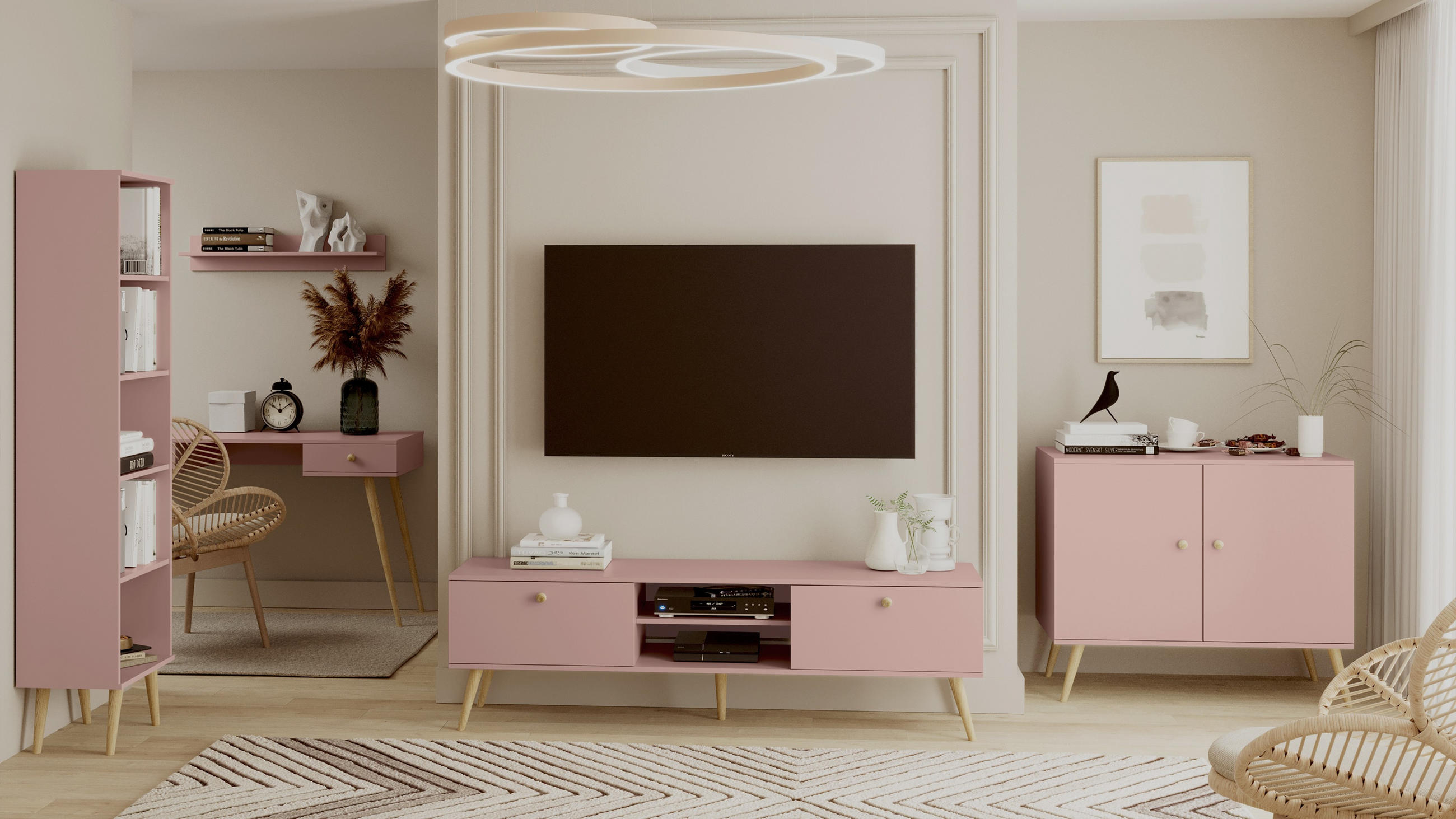 Bettso Tv-Schrank Rosa 170x50x41 cm
