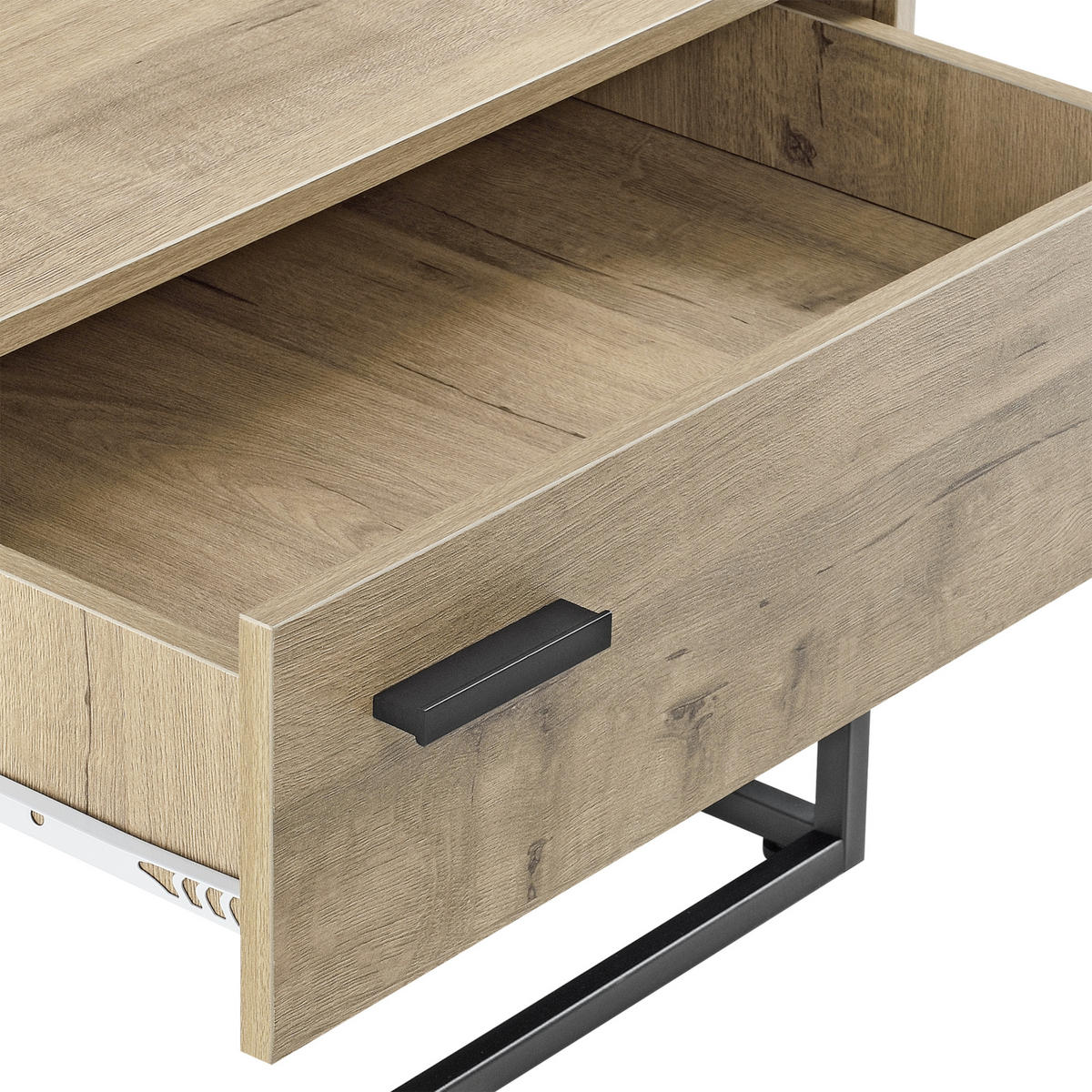 BEISTELLTISCH Hylte - Eichefarben/Schwarz, Holzwerkstoff/Metall (40/55/39cm) - [en.casa]