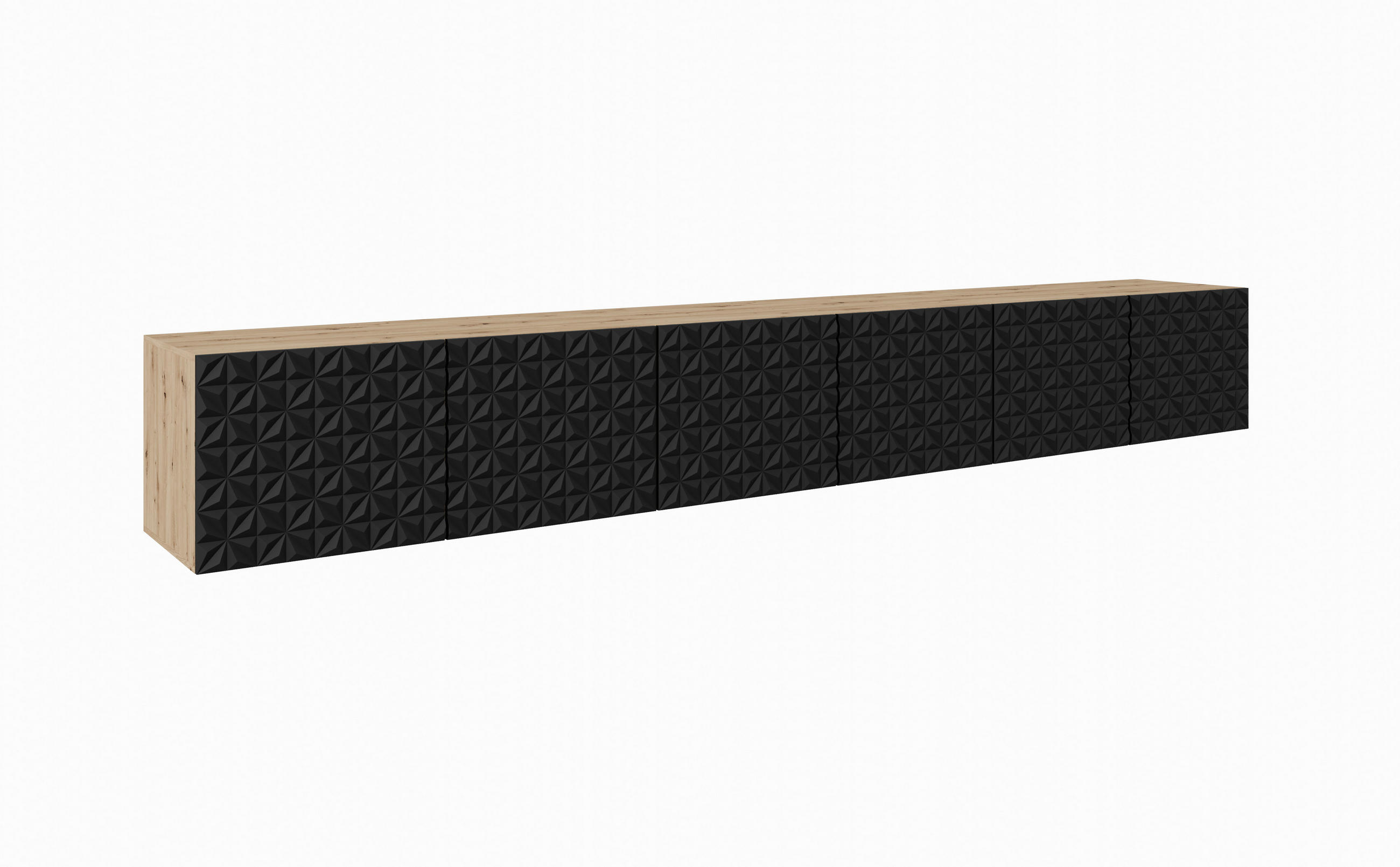 Meblini Tv-Schrank Eiche Artisan, Schwarz 300x41x40 cm