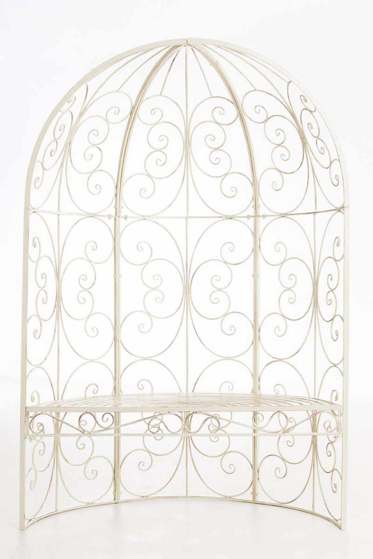 HALBPAVILLON mit Sitzbank Boston Metall Antik-creme Gartenbank - Beige, Metall (120/178/58cm) - DELUKE