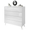 KOMMODE AURA PUSH OPEN mit Schubladen Beinfarbe – Chrom - Silberfarben/Weiß, Holzwerkstoff (95/90/40cm) - Lookway
