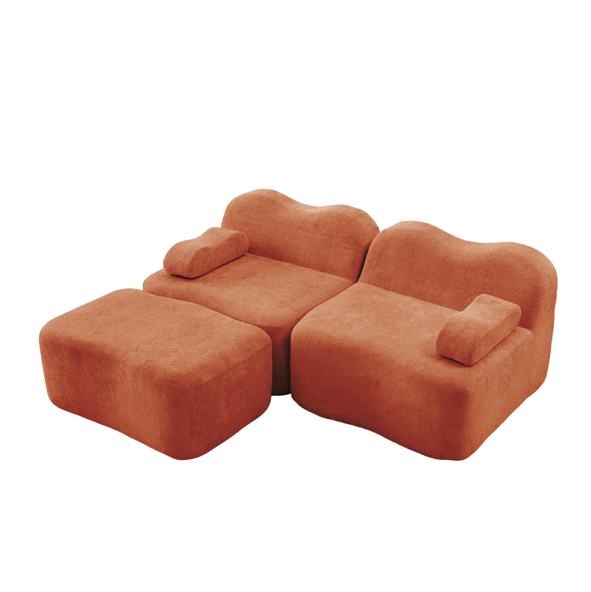 ECKSOFA 192/167/70 cm Orange aus Samt mit Ottomanen und modularem Design - Orange, Textil (167/192cm) - OKWISH