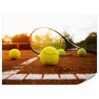 FOTOTAPETE für Jugendzimmer Tennisschläger Court Sport Ball 350x256 - Gelb/Orange, Papier (350/256cm) - Muralo