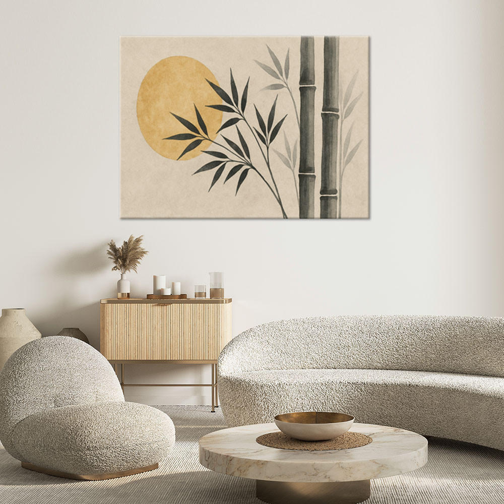 LEINWANDBILD Bambus Goldstaub Minimalismus Natur 120x80cm - Beige, Textil (120/80cm) - Feeby