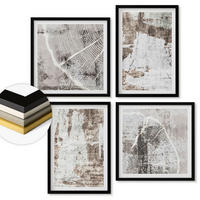 WANDBILDER 4er-Set - 50x50 cm & 40x60 cm Schwarzer Rahmen - Abstrakte Muster, weiß, braun - Schwarz, Kunststoff (50/50cm) - ArtPrintCave