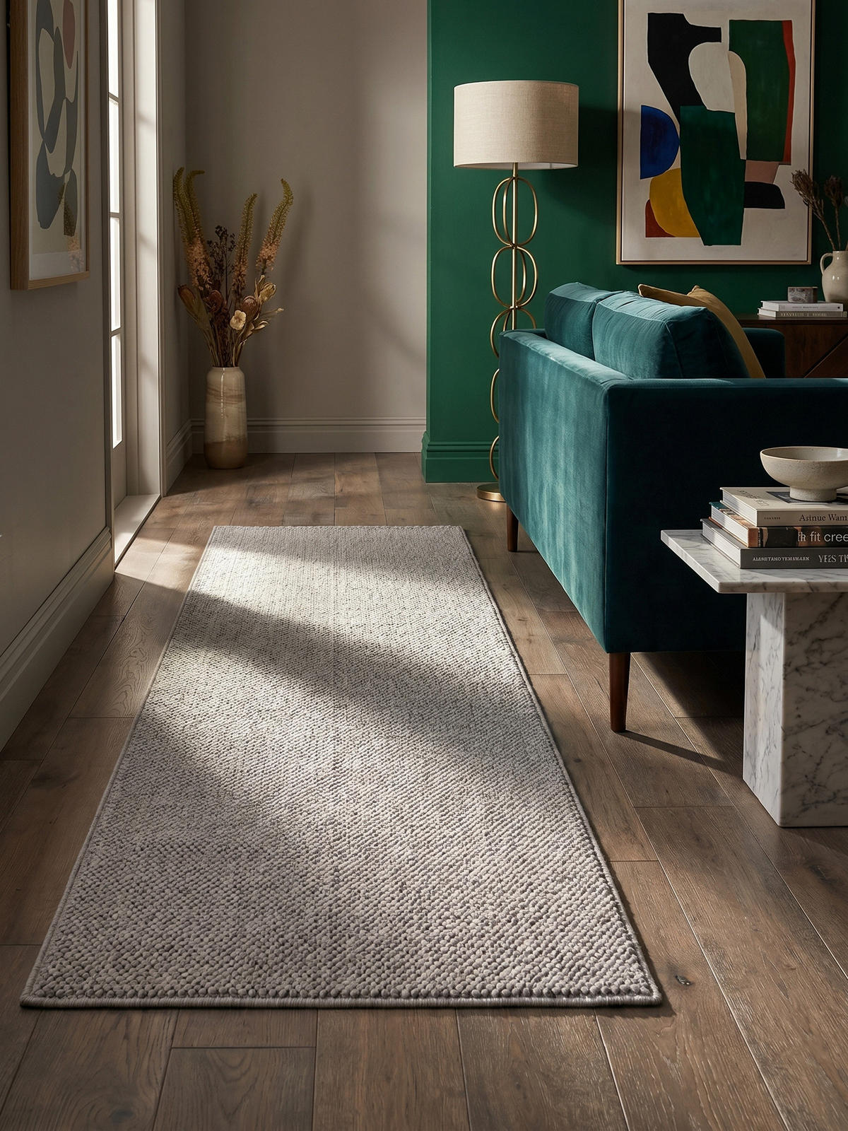 TEPPICH Flachgewebe LANGAU in Silber, meliert, 80 x 250 cm - Silberfarben, Textil (80/250cm) - KADIMA DESIGN