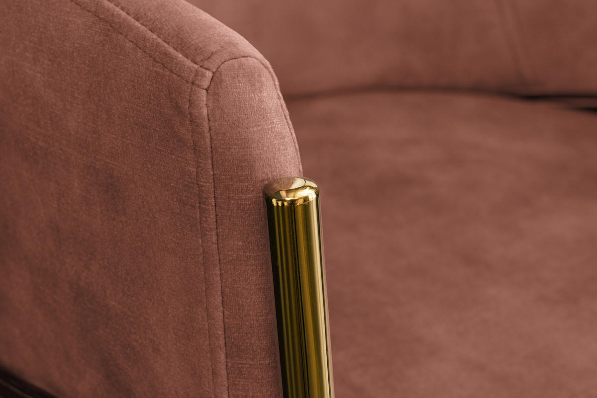 STUHL NOBLESSE Samt Rosé 80 cm - Goldfarben/Rosa, Textil/Metall (52/77/60cm) - riess-ambiente