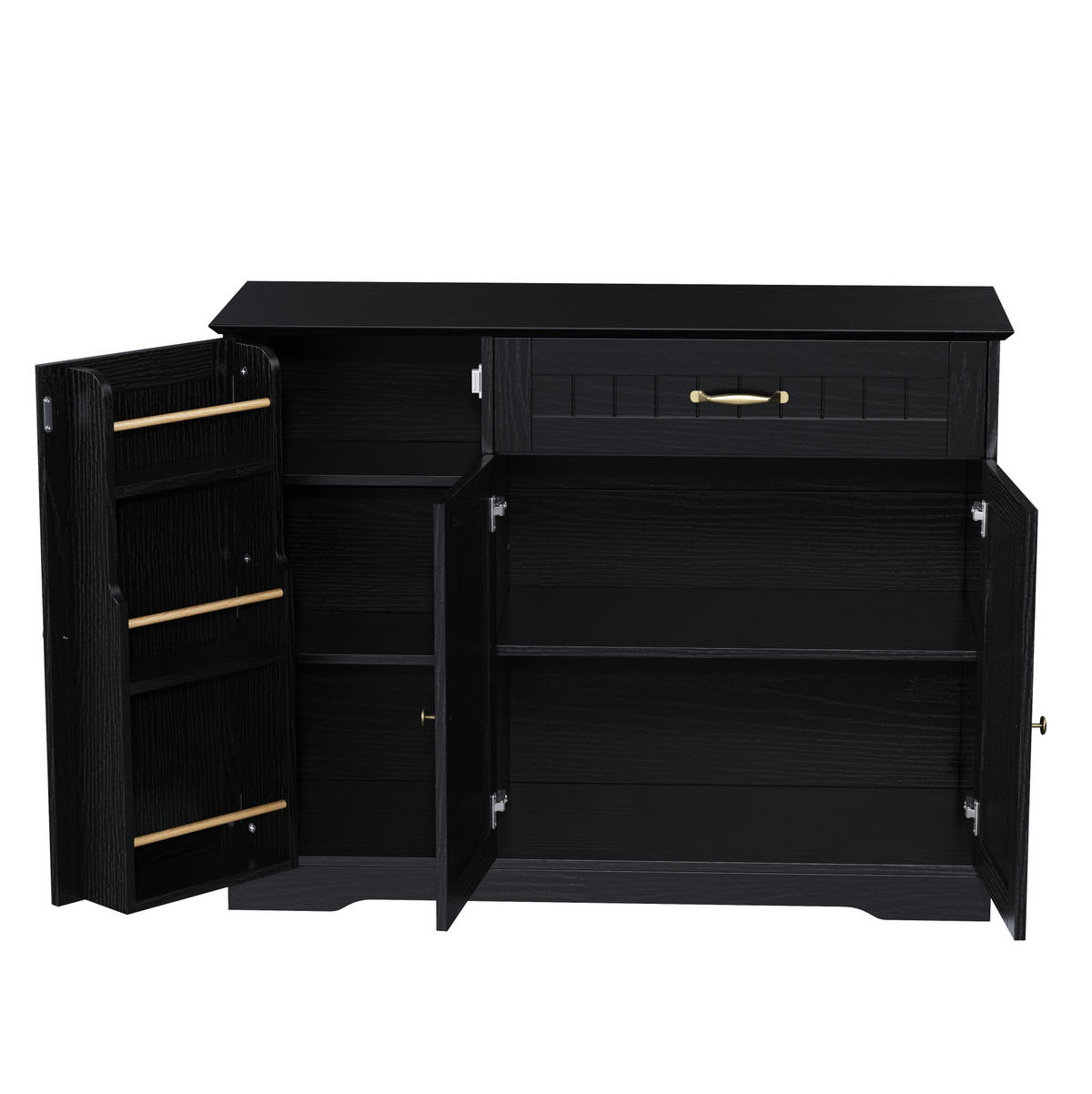 SIDEBOARD mit Schublade & 3 Türen in Schwarz – moderner Stauraum - Schwarz, Holzwerkstoff (107/83.4/40cm) - BEAOK
