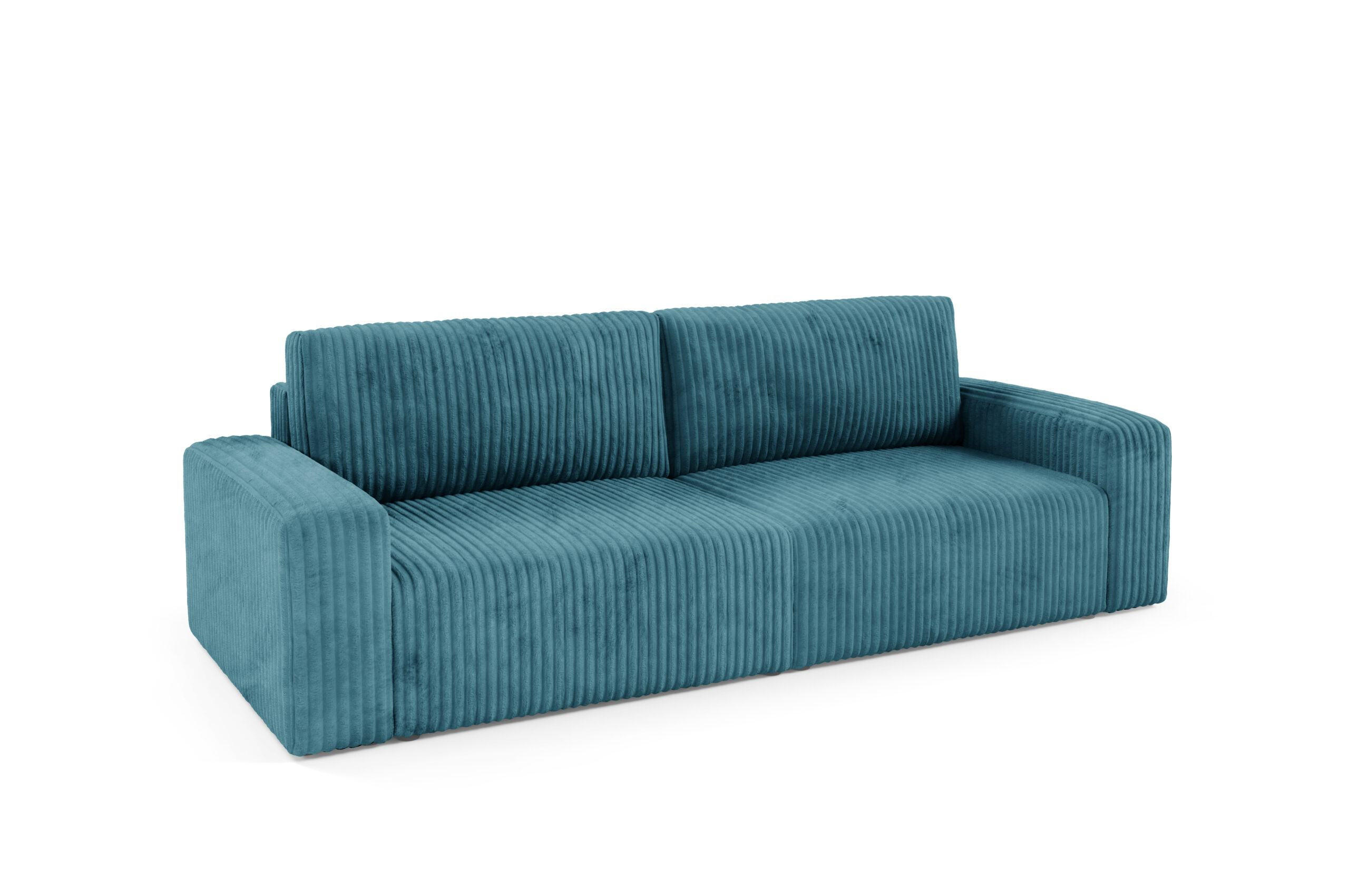 SCHLAFSOFA 4-Sitzer Cord Türkis - Türkis, Holz/Textil (244/70/102cm) - Furnisell