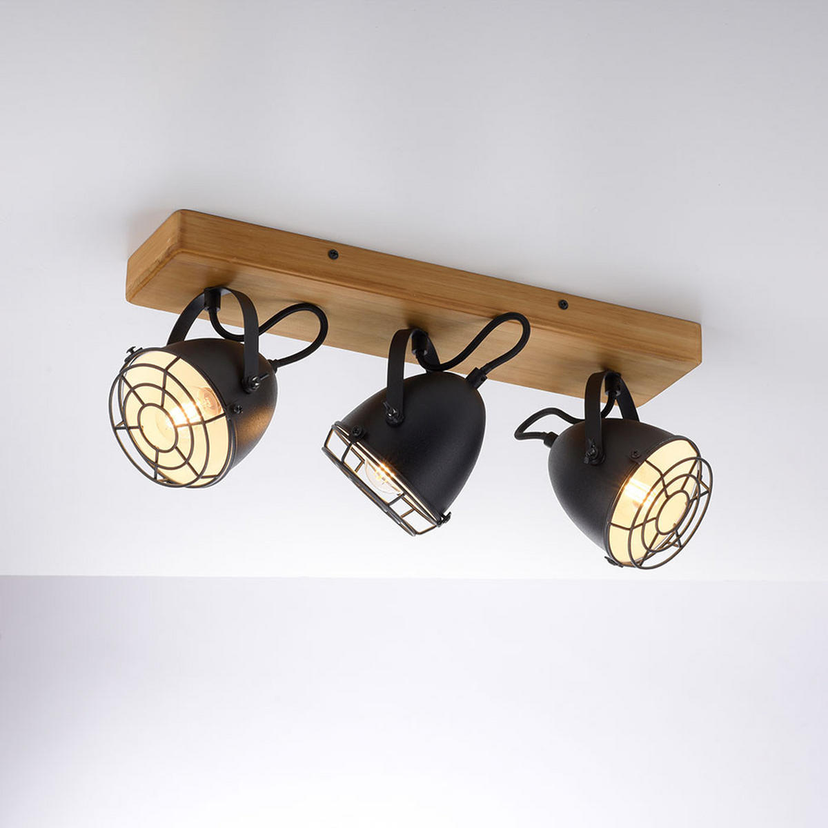 LED DECKENLEUCHTE Metall Holzoptik Braun - Braun, Holz (46/17/20cm)