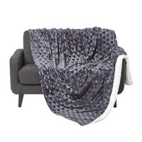 KUSCHELDECKE Sherpa 130/160 cm, Samtdecke mit Dreieckmuster - Dunkelgrau, Textil (130/160cm) - Homescapes