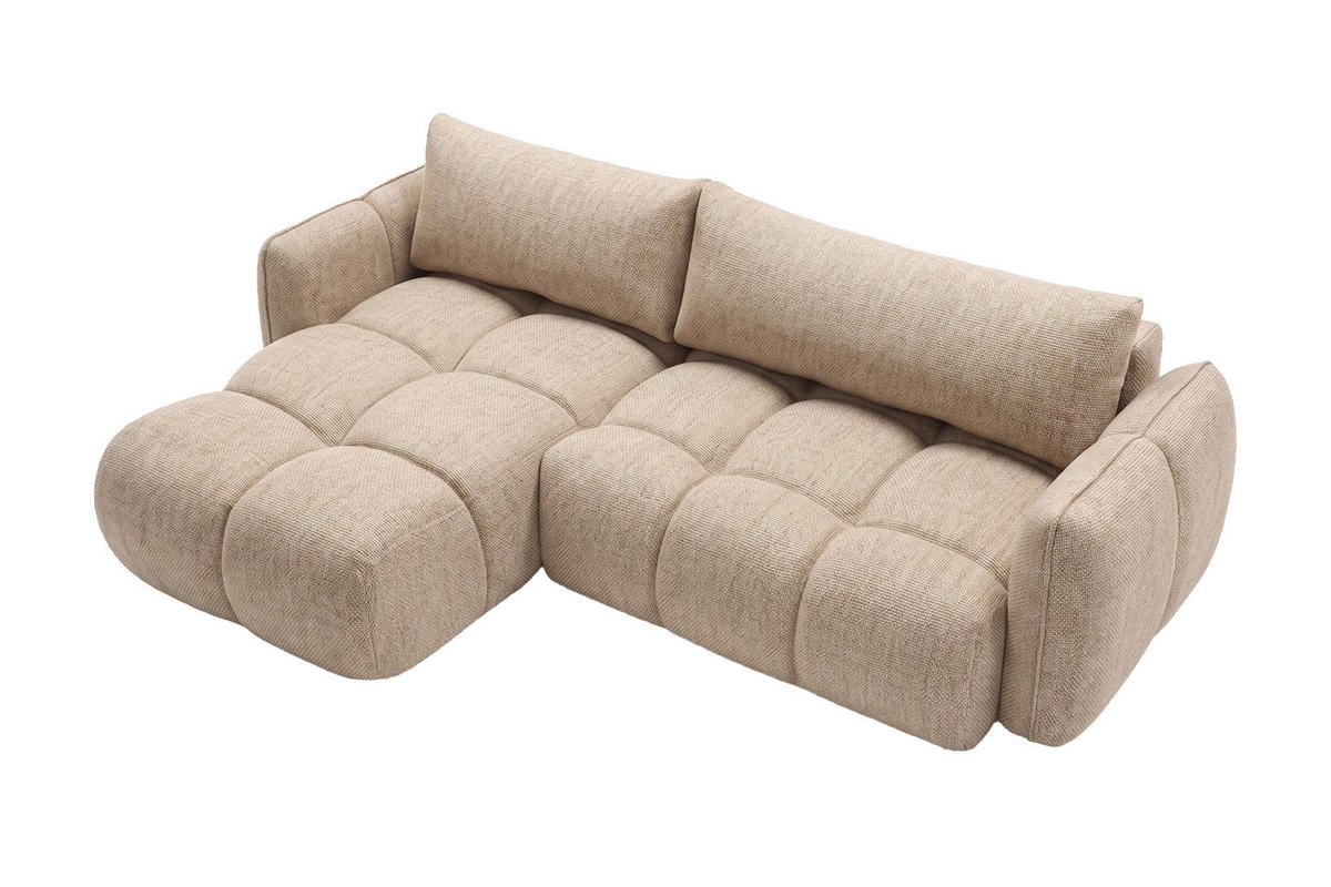 ROHOVÁ SEDAČKA ve tvaru L s funkcí spaní, Nexi, Světle béžová, Levá strana, BELVEDER L - krémová, dřevo (250/168cm) - Kaiser Möbel