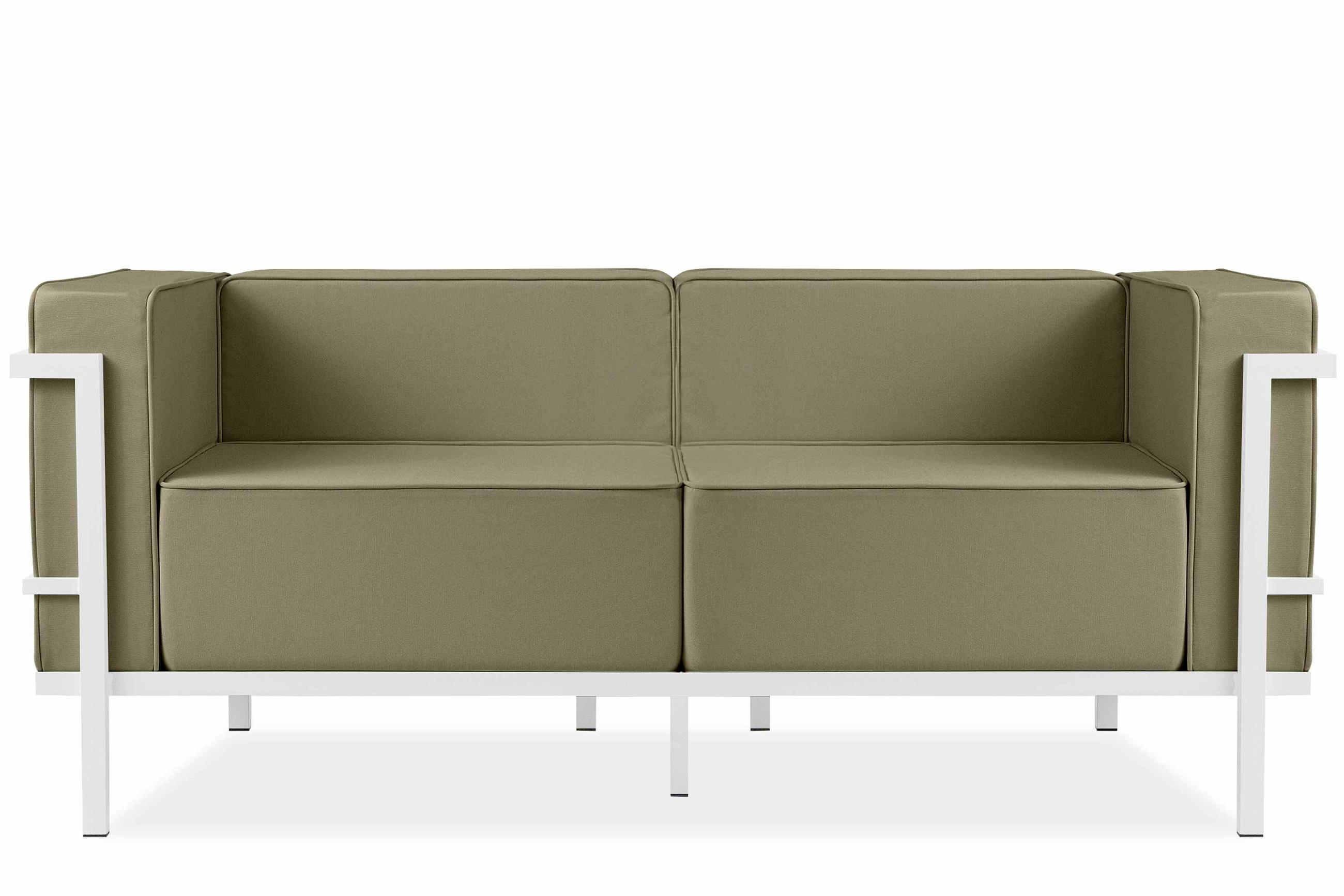 GARTENSOFA TRIGLO 2-Personen, Stahlrahmen, Modern, Weiß/Beige - Beige/Weiß, Textil/Metall (164/70/69cm) - KONSIMO®