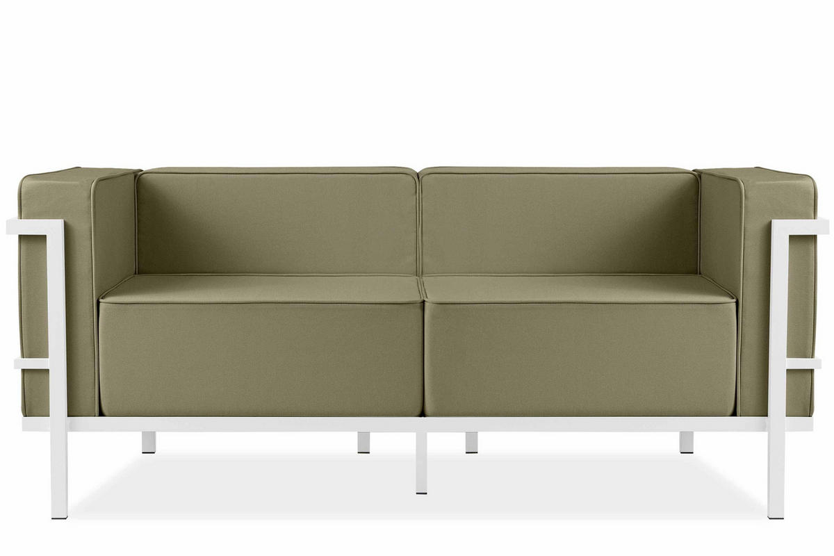 GARTENSOFA TRIGLO 2-Personen, Stahlrahmen, Modern, Weiß/Beige - Beige/Weiß, Textil/Metall (164/70/69cm) - KONSIMO®