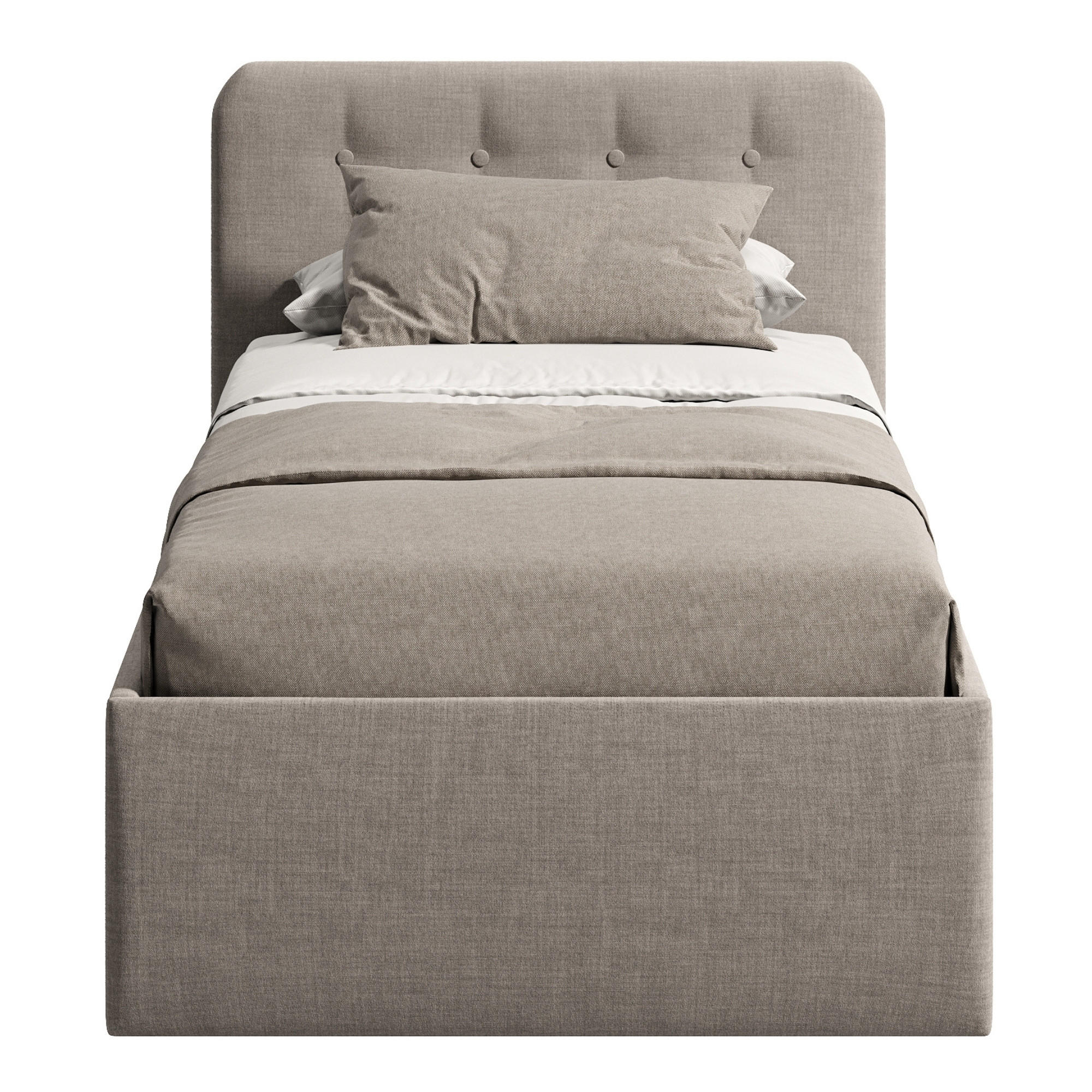 POLSTERBETT mit verstellbarem Lattenrost & Bettkasten, Kaltschaummatratze, 100 x 200 cm in beige - Beige, Holzwerkstoff/Textil (100/200cm) - Home Collective