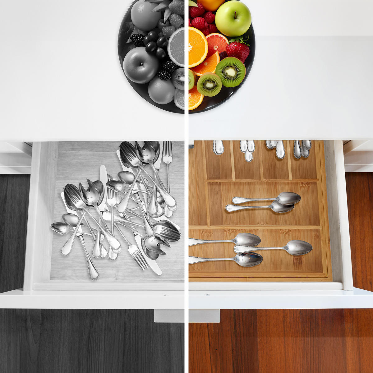 BESTECKKASTEN - Hellbraun, Holz/Kunststoff (50/5/47cm) - Relaxdays