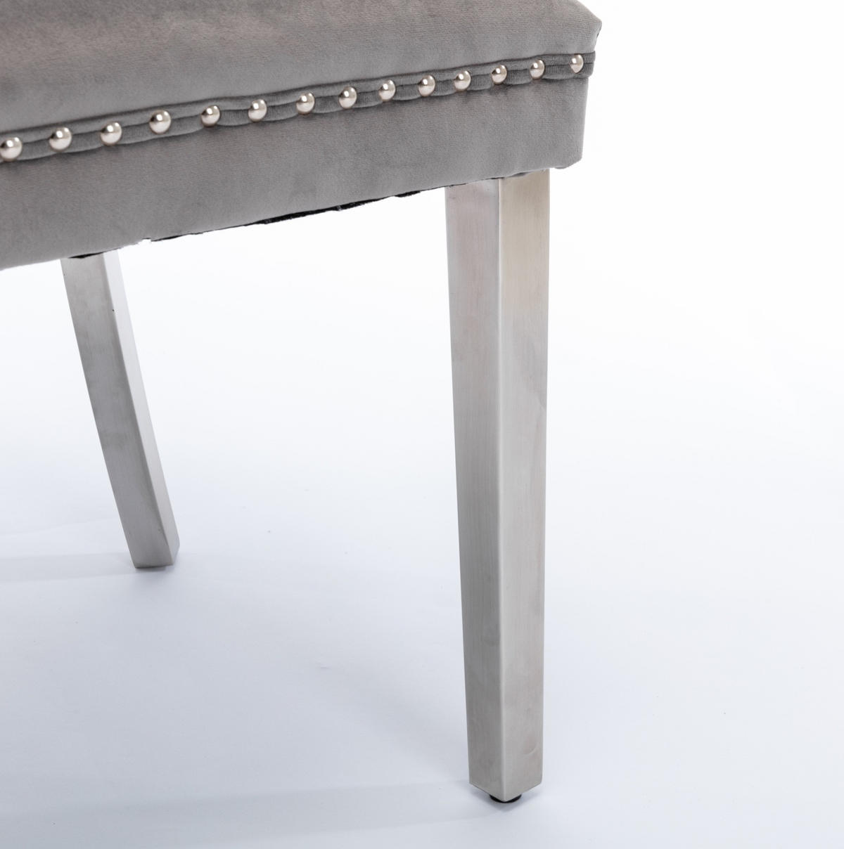 STUHL 2er-Set mit hoher Rückenlehne Samt Grey - Grau, Metall (50/95/65cm) - Meubliv