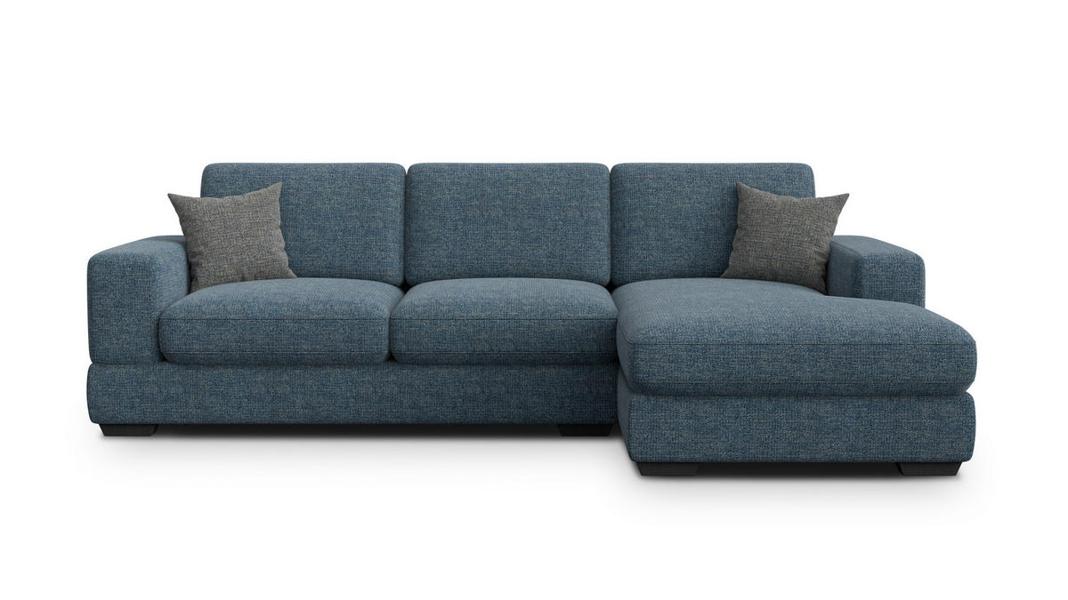 ECKSOFA OTTO 4-Sitzer, marineblau - Blau/Schwarz, Holz/Textil (279/159cm) - Courtois Laville