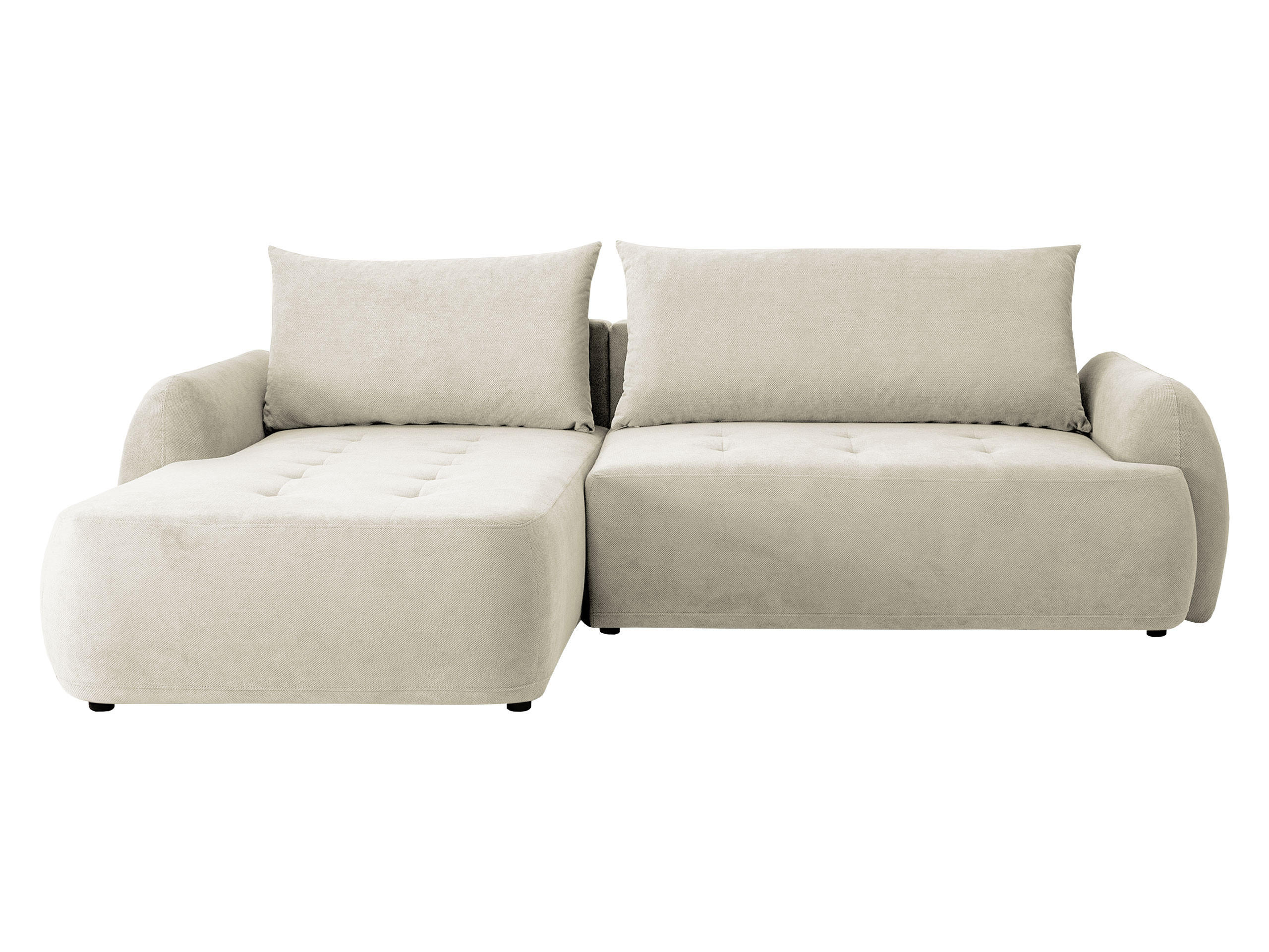 ECKSCHLAFSOFA Bueno II, Seite: Links - Creme/Schwarz, Holz/Textil (280/185cm) - MIRJAN24