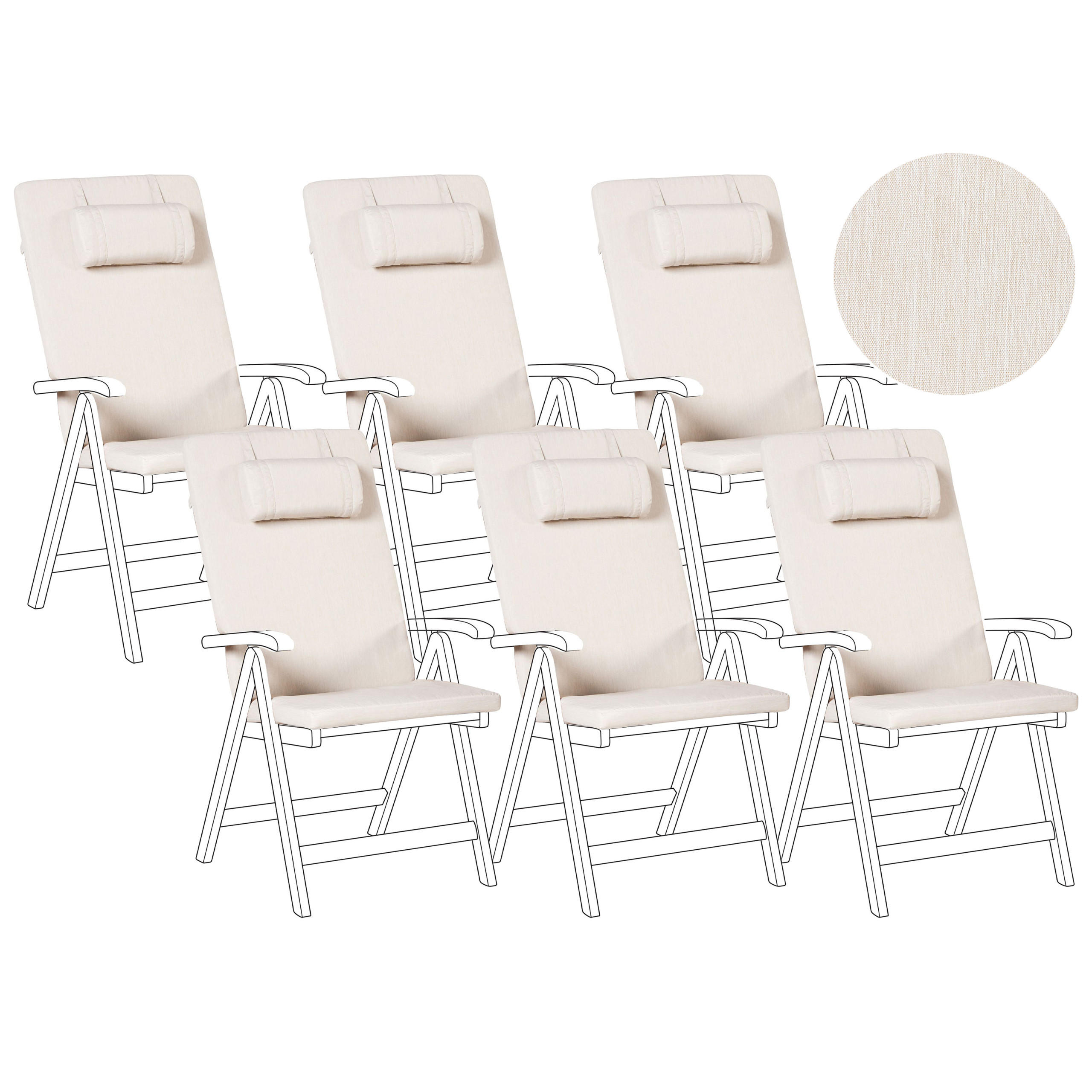 Outdoor-Sitzkissen 6er-Set Hellbeige 50/45 cm Java/Amantea Premium - Beige, Textil (71/71/50cm) - Beliani