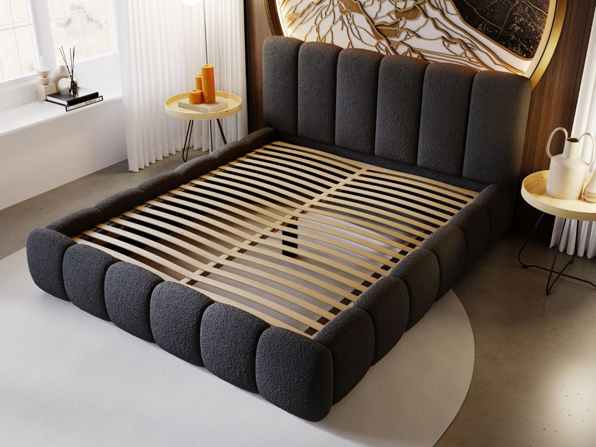 POLSTERBETT Cloud 180x200 Bouclé-Stoff Schwarz - Schwarz, Textil (180/200cm) - Graingold