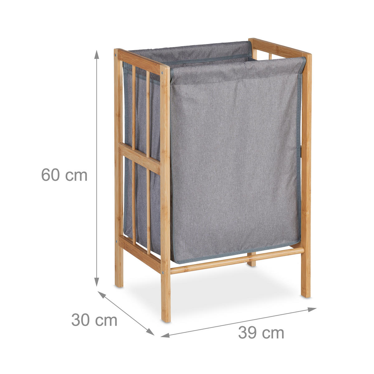 WÄSCHEKORB - Multicolor, Holz/Textil (39/60/30cm) - Relaxdays