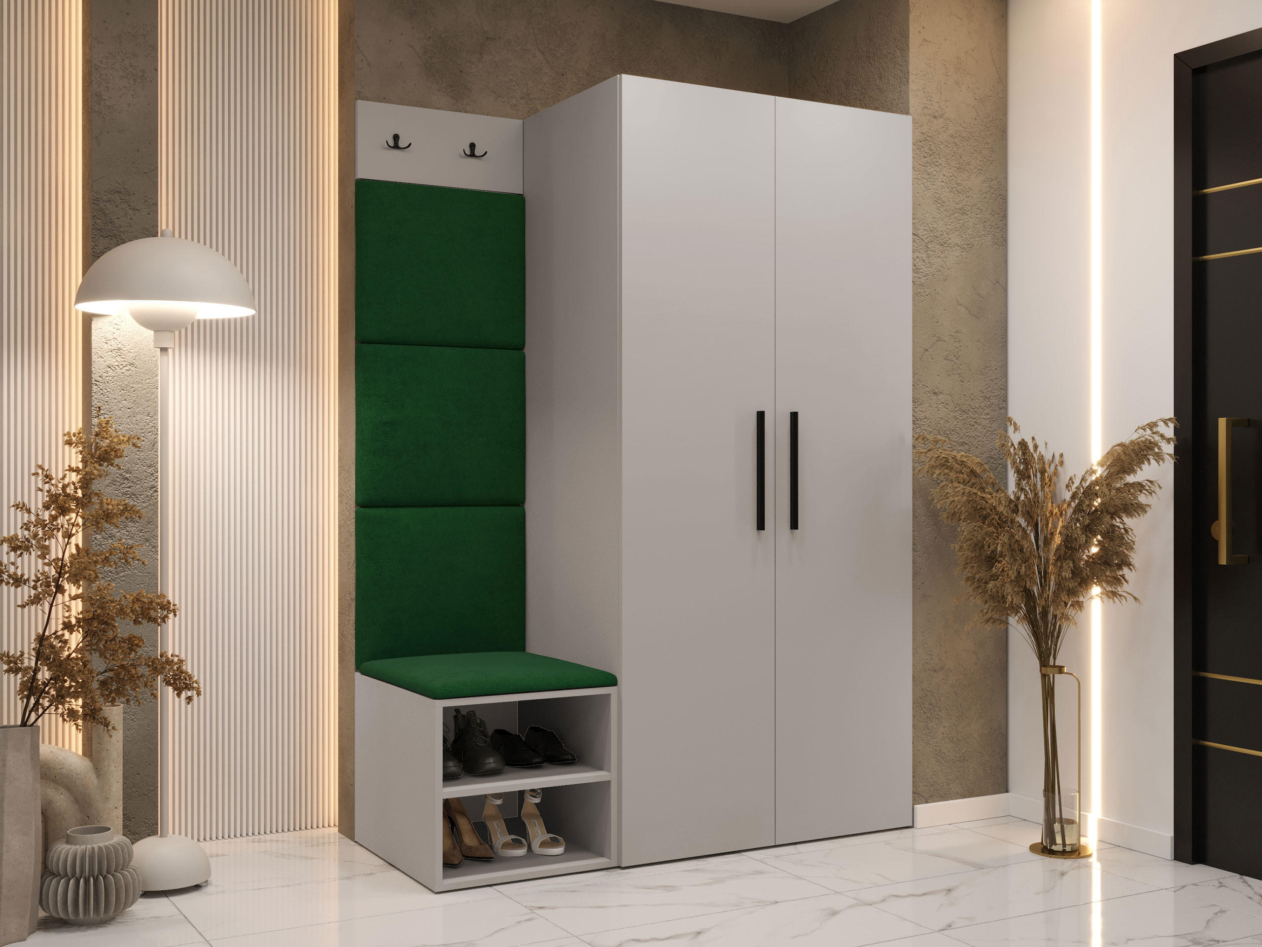 GARDEROBEN-SET Medi IV - Kaschmir/Schwarz, Holzwerkstoff/Kunststoff (80/191/50cm) - MIRJAN24