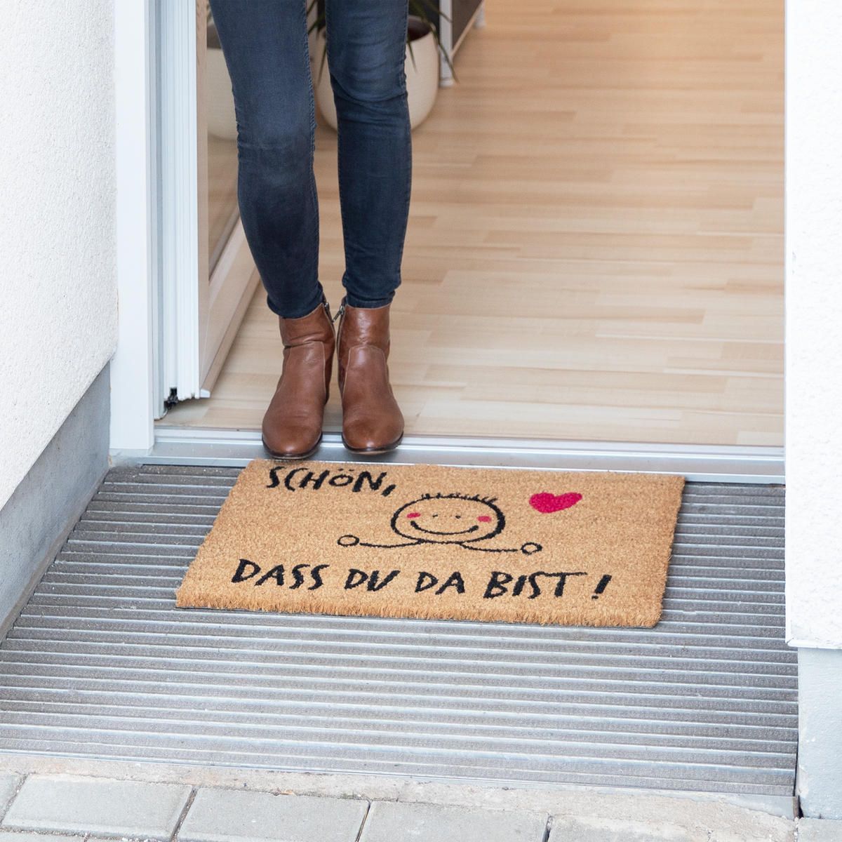 FUSSMATTE - Hellbraun, Kunststoff/Textil (60/40cm) - Relaxdays