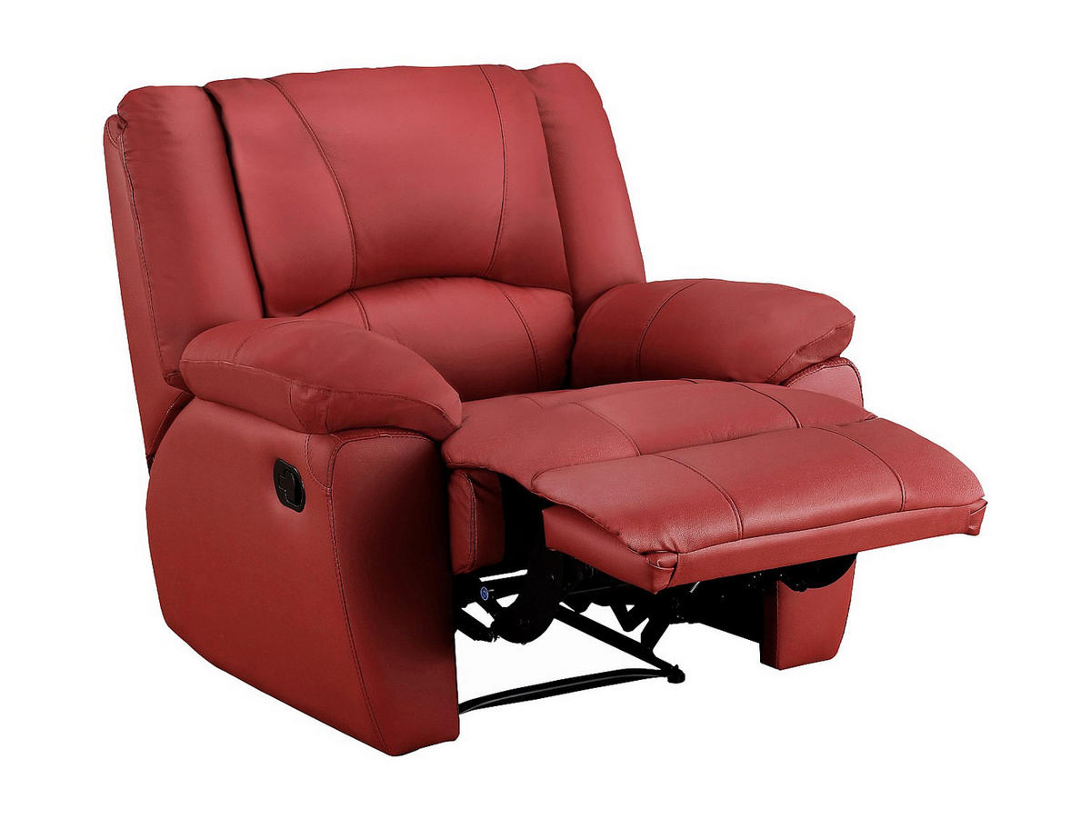 RELAXSESSEL - -Sitzer - Leder - Rot - - Rot, Leder (102/97/99cm) - Vente-Unique