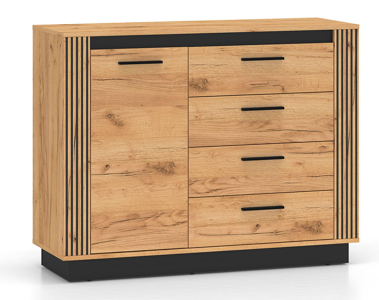 KOMMODE Urso Gold Craft Eiche / Schwarz 115 / 40 / 90 cm - Eichefarben/Schwarz, Holz/Holzwerkstoff (115/90/40cm) - Feldmann-Wohnen