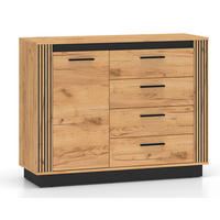 KOMMODE Urso Gold Craft Eiche / Schwarz 115 / 40 / 90 cm - Eichefarben/Schwarz, Holz/Holzwerkstoff (115/90/40cm) - Feldmann-Wohnen